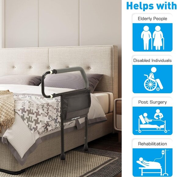 Bed Assist Grab Bar Handle with Storage Pocket - Picture 1 of 8